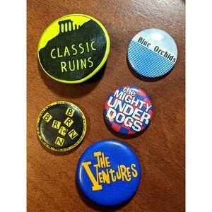 5 Piece Vintage Punk Pinback Button Bundle
